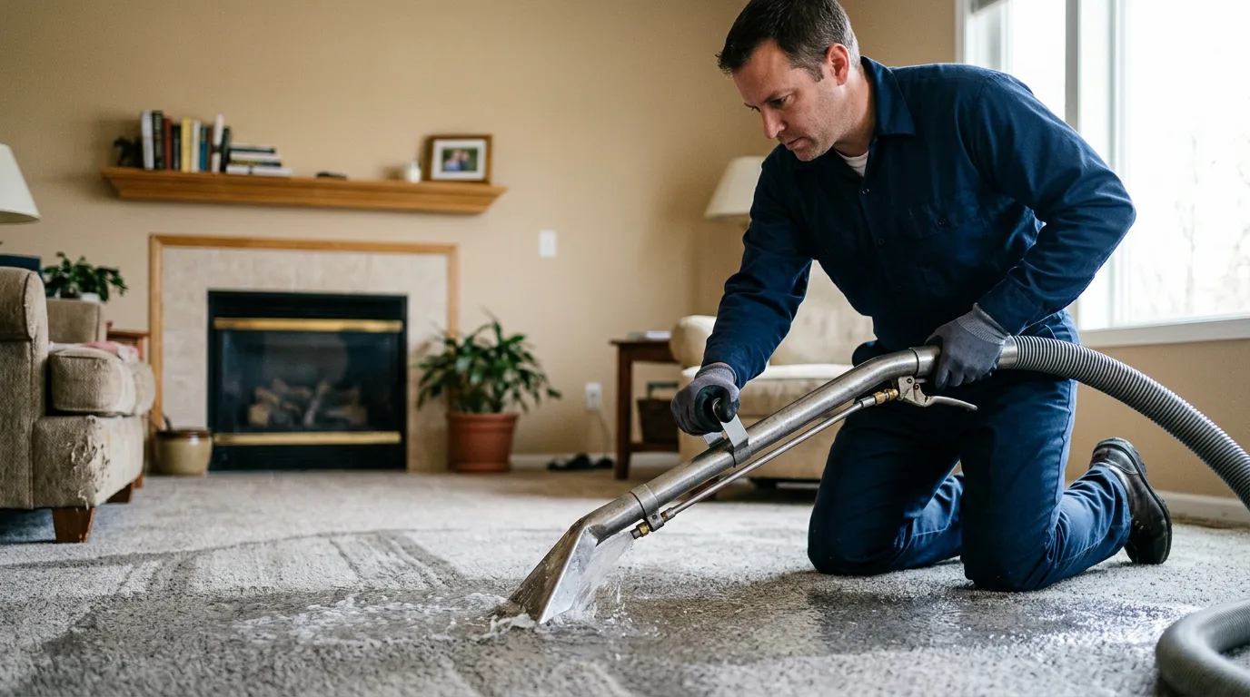 Water damage restoration technician working near Caledonia, MI